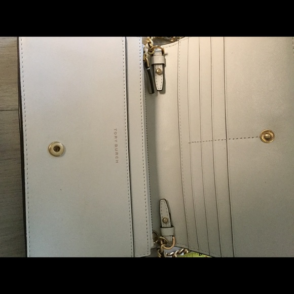 Tory Burch cream floral wallet on chain great - Picture 4 of 6